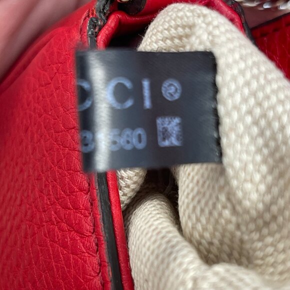 Gucci Red Pebbled Calfskin Leather Soho Flap Chain Small Shoulder Bag - Preowned - Picture 10 of 14